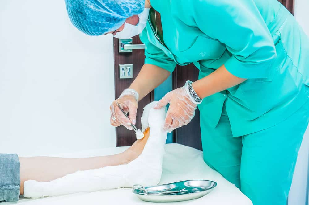 Treating a wound and examining the risk factors for diabetic ulcers in an older adult
