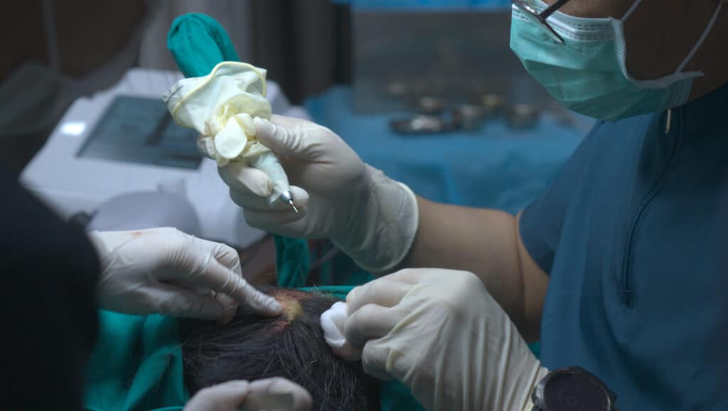 A patient getting stem cell therapy in Bangkok at Vegaderma