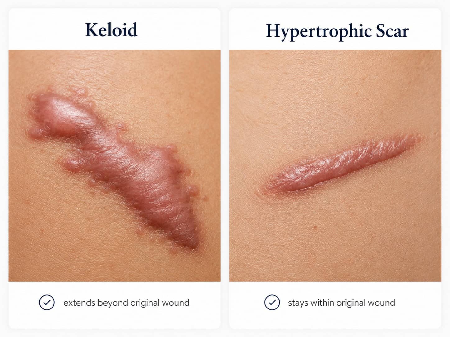 The difference between a Keloid and a hypertrophic scar