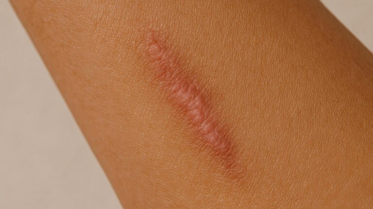 Raised keloid scar showing why patients seek stem cell for surgical scar treatment