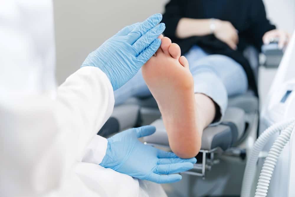 Clinical foot check for a diabetic patient before starting pedicure at home